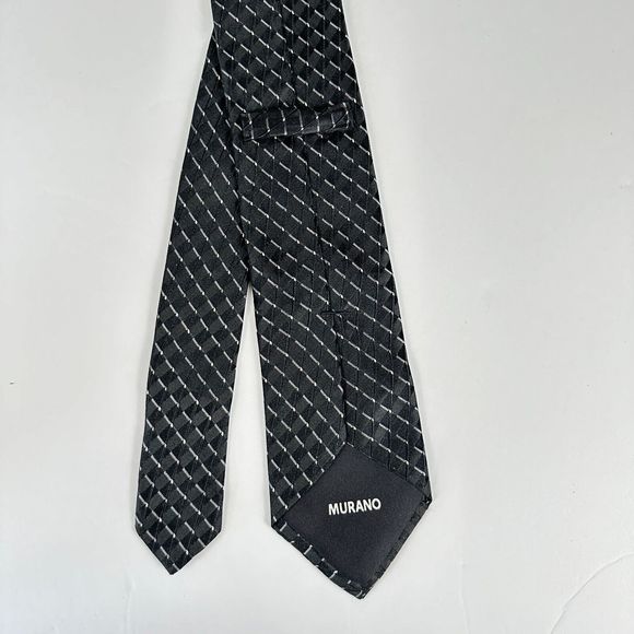Murano Tie Made In The USA 100% Silk Black and White - Picture 5 of 11